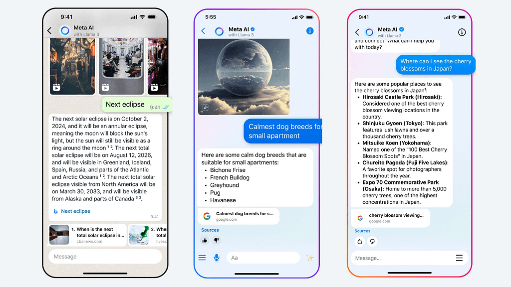 Meta AI integre à Facebook WhatsApp Instagram et WhatsApp